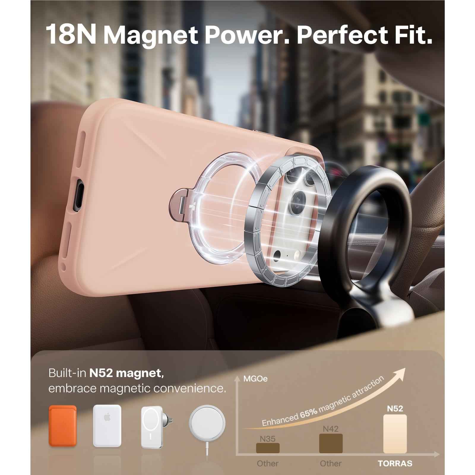 Torras Ostand Spin Silicone Case for iPhone 17 Pro Max (Blush Pink)