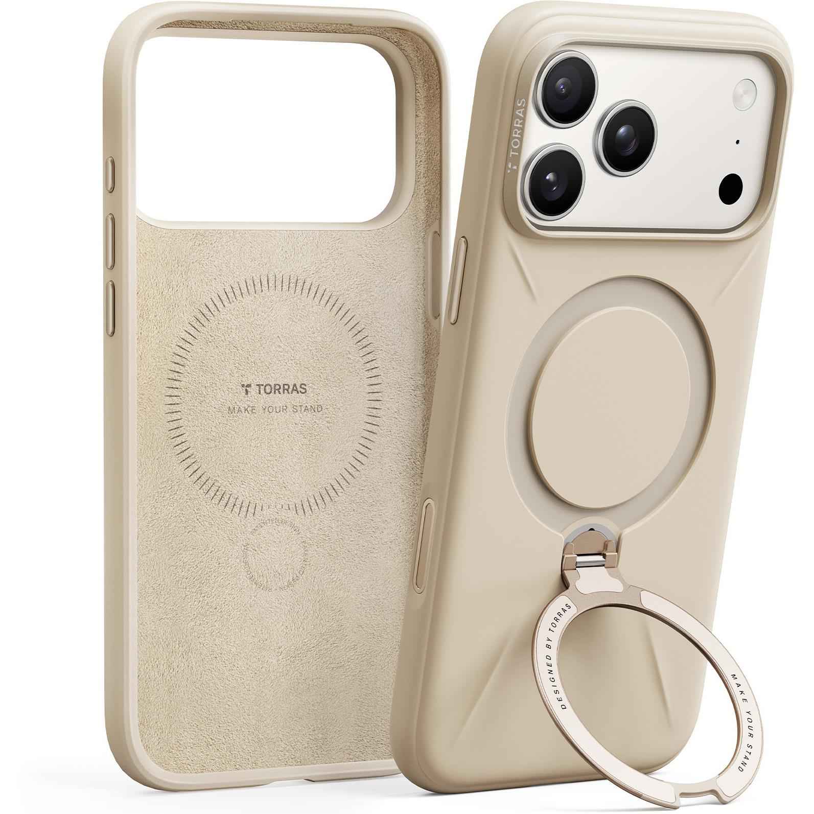 Torras Ostand Spin Silicone Case for iPhone 17 Pro (Desert Gold)
