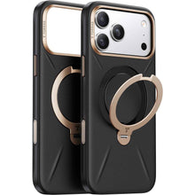 Torras Ostand Spin Vegan Leather Case for iPhone 17 Pro Max (Ivory Black)