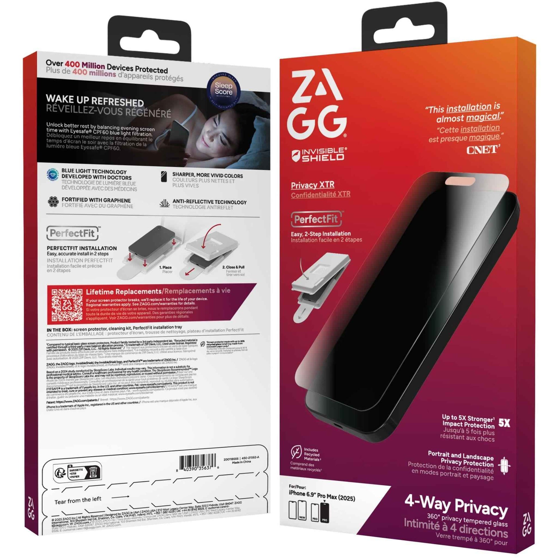 ZAGG InvisibleShield Glass Elite Privacy 360 Screen Protector for iPhone 17 Pro Max