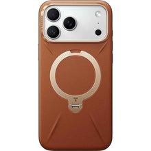 Torras Ostand Spin Vegan Leather Case for iPhone 17 Pro Max (Brown Gold)