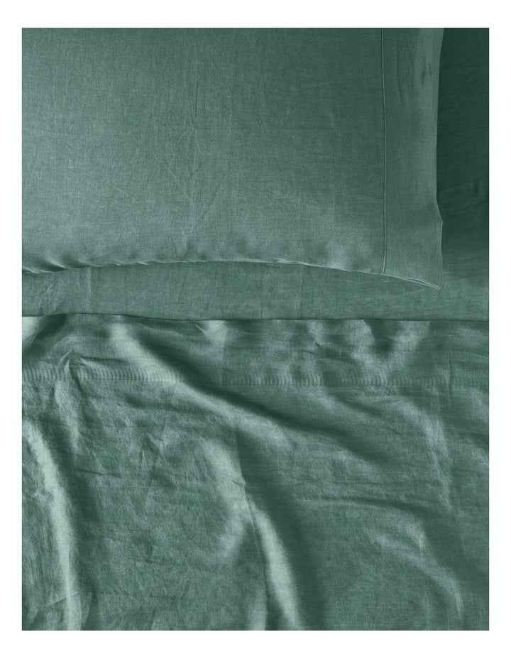 Sandy Cape Washed Belgian Linen Sheet Set in Eucalyptus