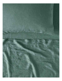 Sandy Cape Washed Belgian Linen Sheet Set in Eucalyptus