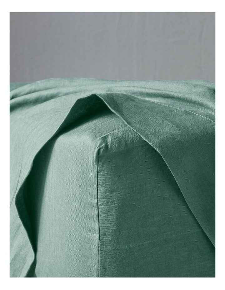 Sandy Cape Washed Belgian Linen Sheet Set in Eucalyptus