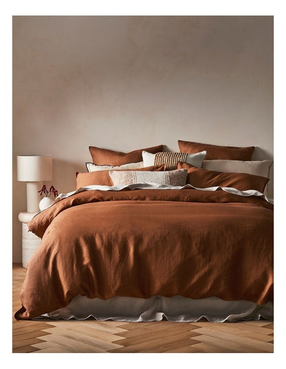 Sandy Cape Washed Belgian Linen Quilt Cover Set in Earth