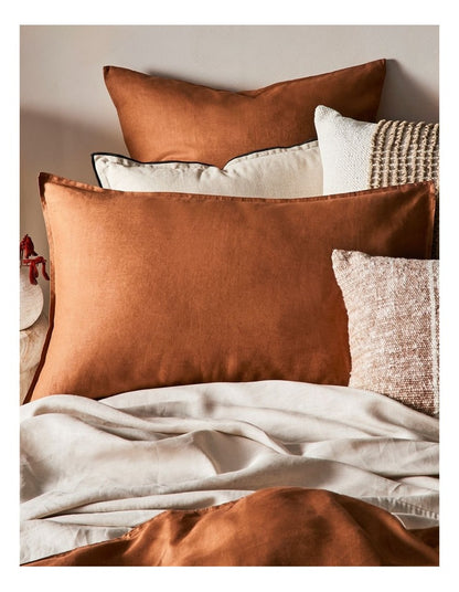 Sandy Cape Washed Belgian Linen Quilt Cover Set in Earth