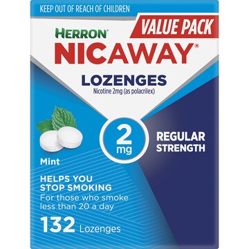 Nicaway Nicotine Lozenges 2mg Regular Strength Mint 132 pack