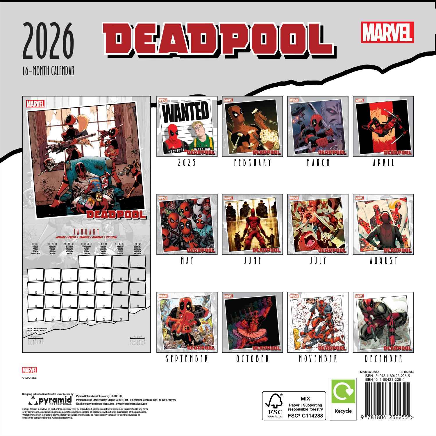 Marvel Deadpool - 2026 Calendar