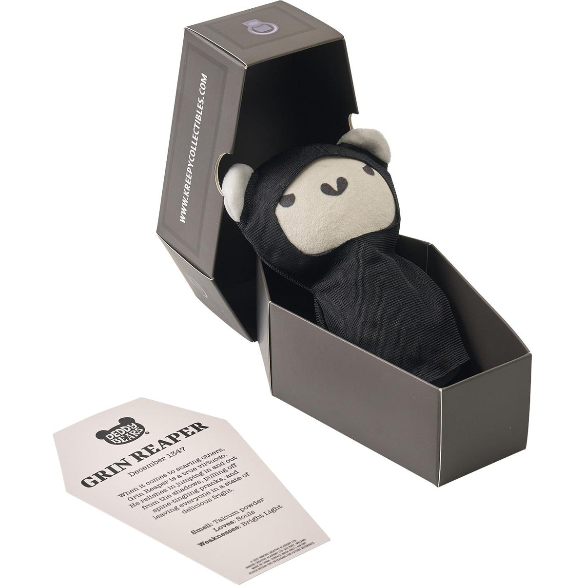 Grin Reaper Halloween Deddy Bear Plush In Coffin