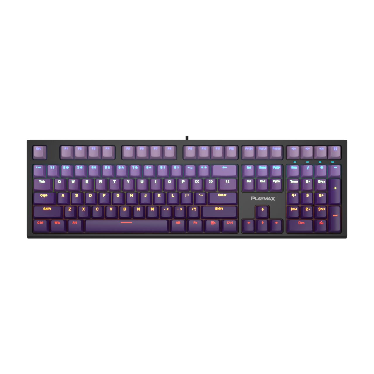 Playmax PRO Black RGB Mechanical Gaming Keyboard (Purple Bonus Key Caps)