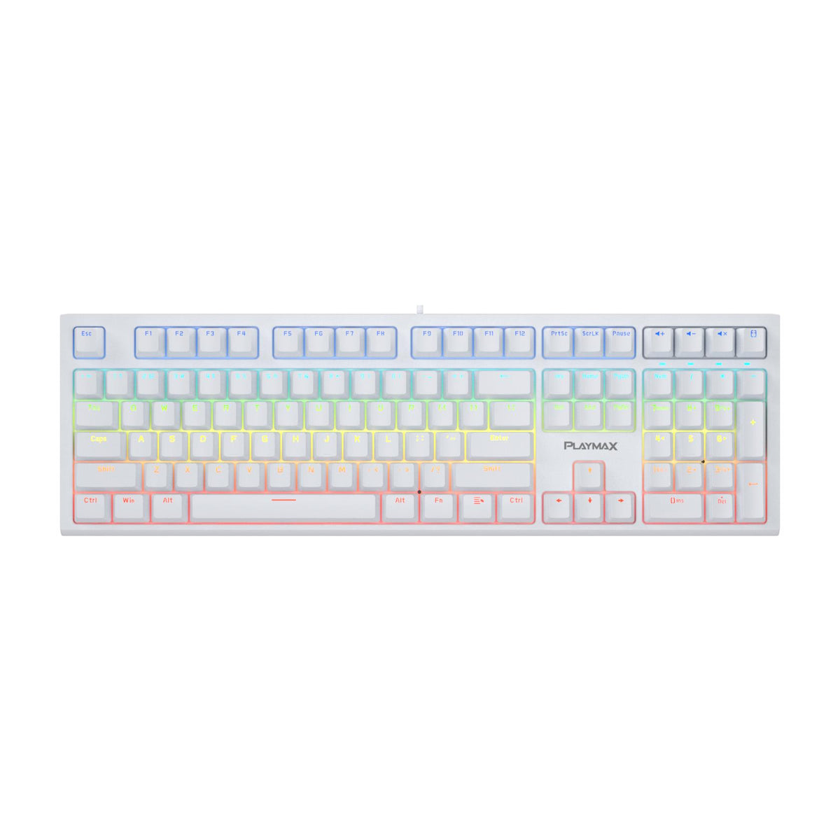 Playmax PRO White RGB Mechanical Gaming Keyboard (Blue Bonus Key Caps)