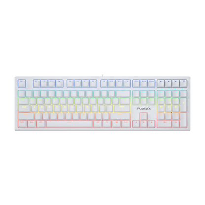 Playmax PRO White RGB Mechanical Gaming Keyboard (Blue Bonus Key Caps)