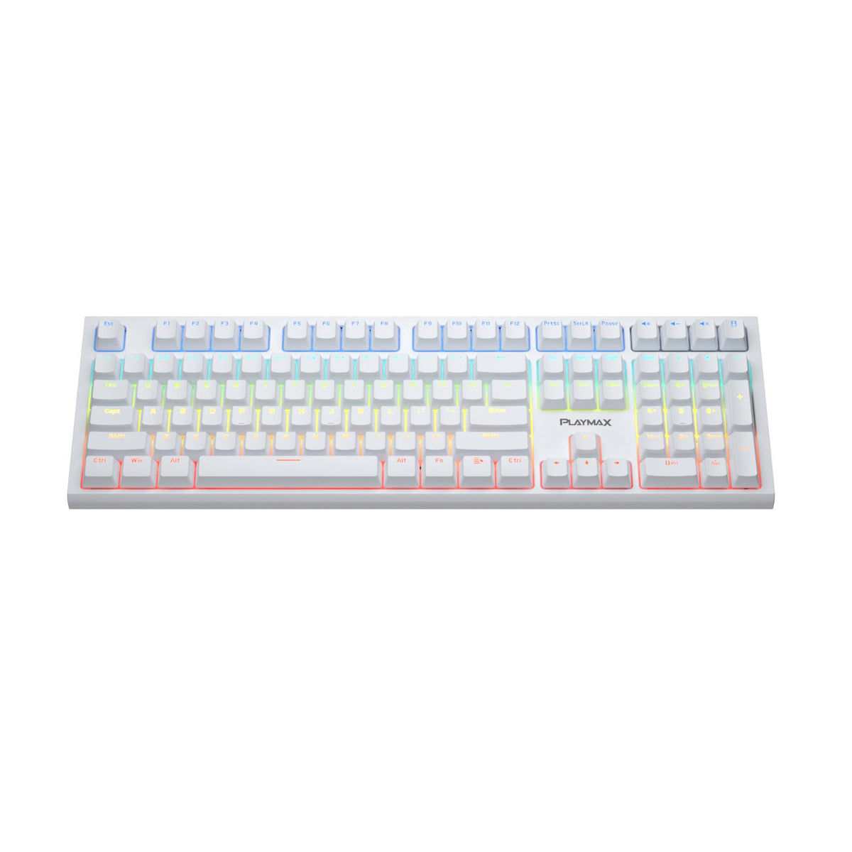 Playmax PRO White RGB Mechanical Gaming Keyboard (Blue Bonus Key Caps)