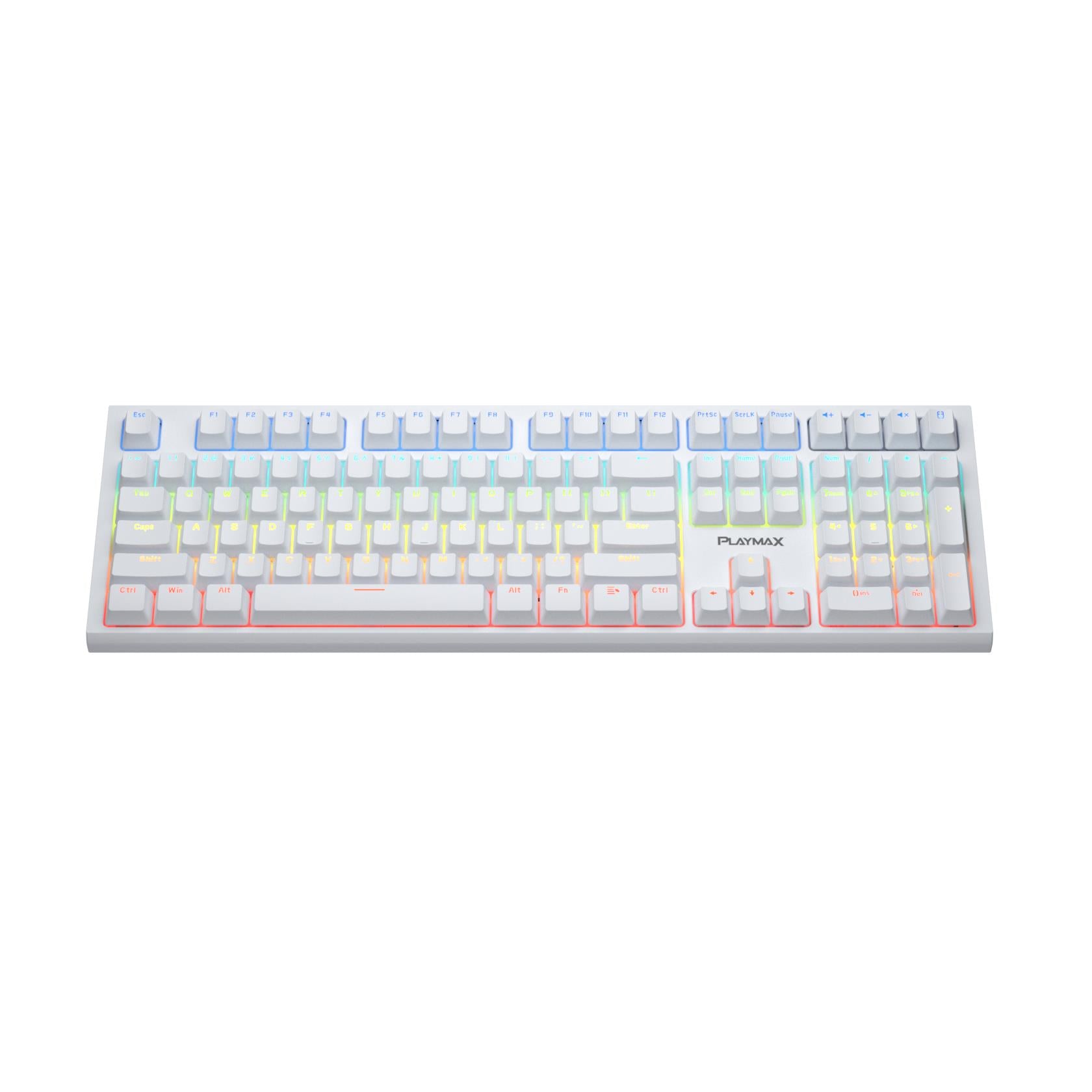 Playmax PRO White RGB Mechanical Gaming Keyboard (Blue Bonus Key Caps)
