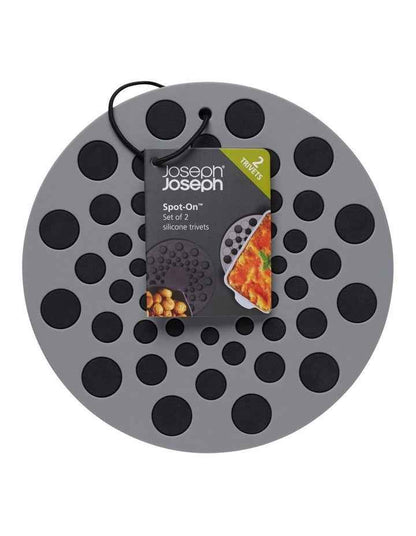 Spot-On Round Silicone Trivets Round Set of 2 in Grey