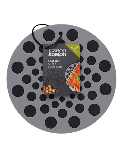Spot-On Round Silicone Trivets Round Set of 2 in Grey