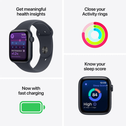 Apple Watch SE 3 44mm Midnight Aluminium Case GPS Sport Band (S/M) [2025]