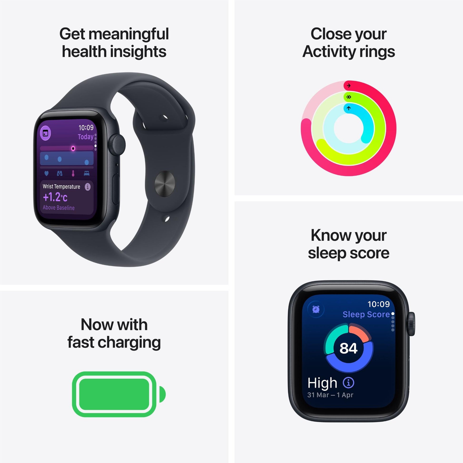 Apple Watch SE 3 44mm Midnight Aluminium Case GPS + Cellular Sport Band (M/L) [2025]