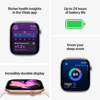 Apple Watch Series 11 46mm Jet Black Aluminium Case GPS + Cellular Sport Band (S/M) [Black]