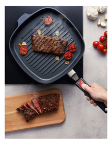 Diamond Lite Detachable Handle Induction Square Grill Pan 28cm