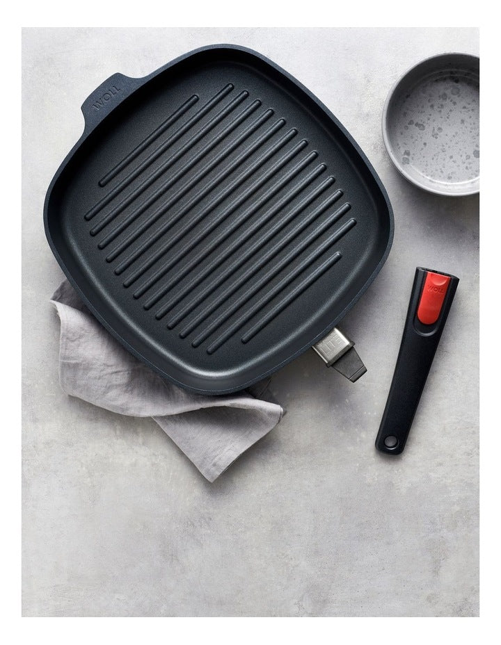 Diamond Lite Detachable Handle Induction Square Grill Pan 28cm