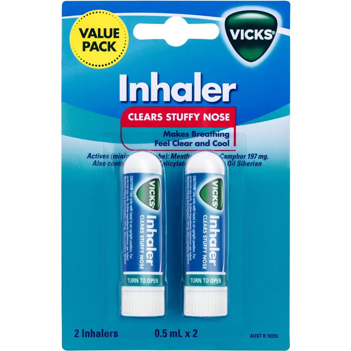 Vicks Nasal Decongestant Inhaler Twin Pack 2 x 0.5ml
