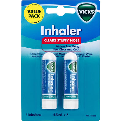 Vicks Nasal Decongestant Inhaler Twin Pack 2 x 0.5ml
