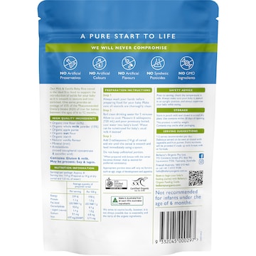 Bellamy's Organic Milk & Vanilla Baby Rice 6+ Months 125g