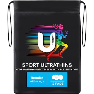U by Kotex Sport Pads Regular With Wings 12 pack