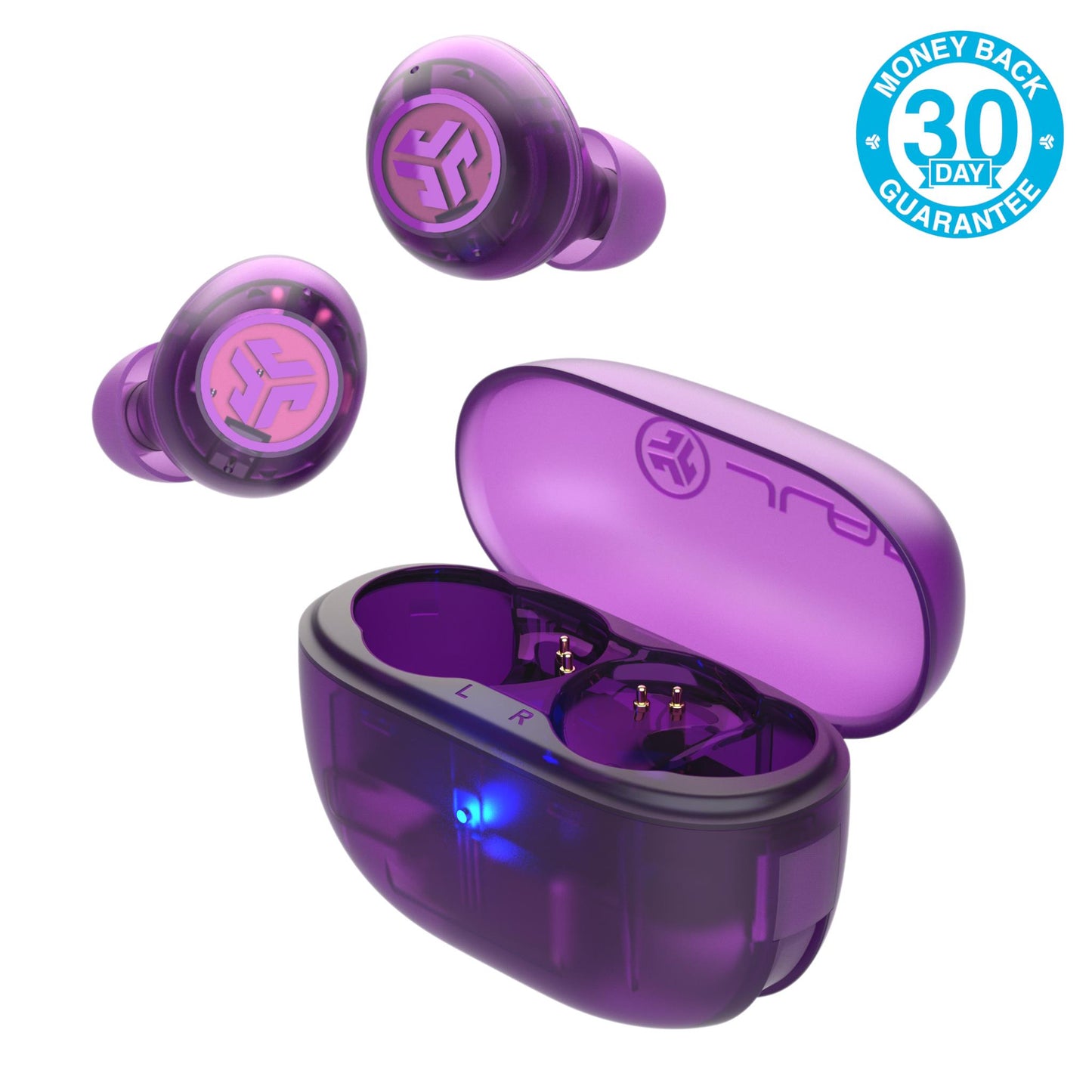 JLab Go Pop ANC True Wireless Earbuds (Clear Purple)