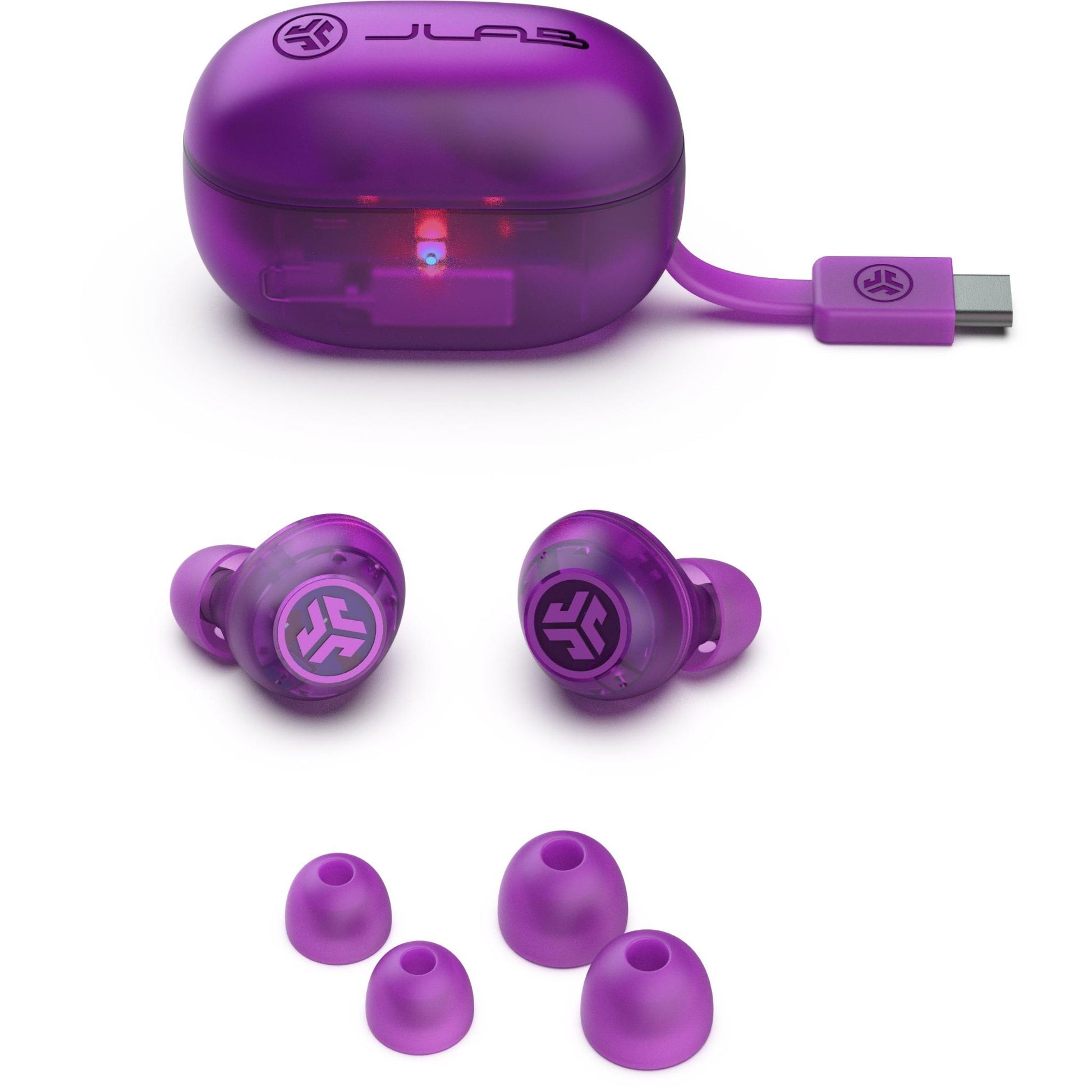 JLab Go Pop ANC True Wireless Earbuds (Clear Purple)