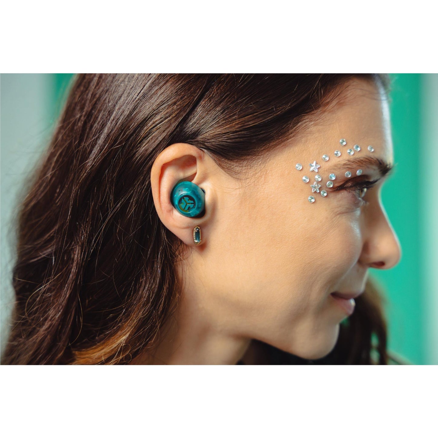 JLab Go Pop ANC True Wireless Earbuds (Clear Teal)
