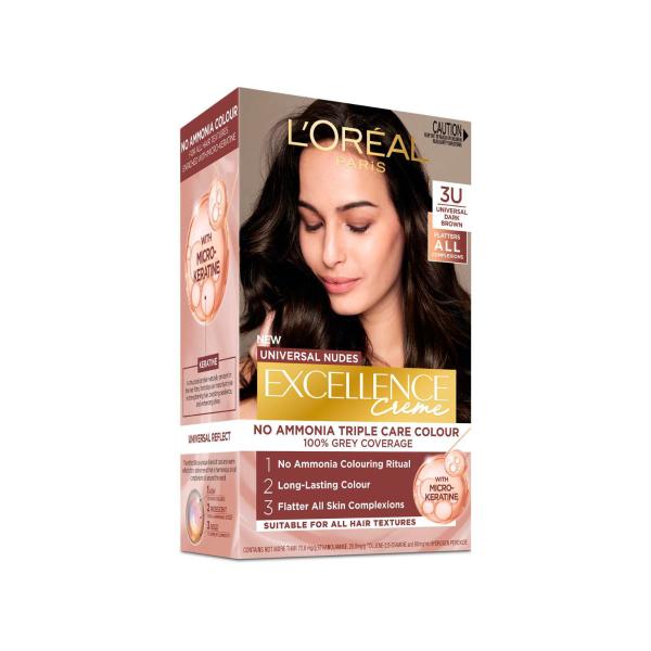 L'OREAL EXCELLENCE CREME NUDE 3U UNIVERSAL DARK BROWN 1 PACK
