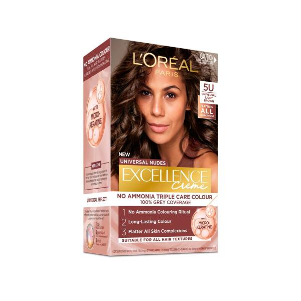 L'OREAL EXCELLENCE CREME NUDE 5U UNIVERSAL LIGHT BROWN 1 PACK