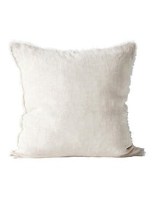Vintage Linen Fringe Cushion in Sand