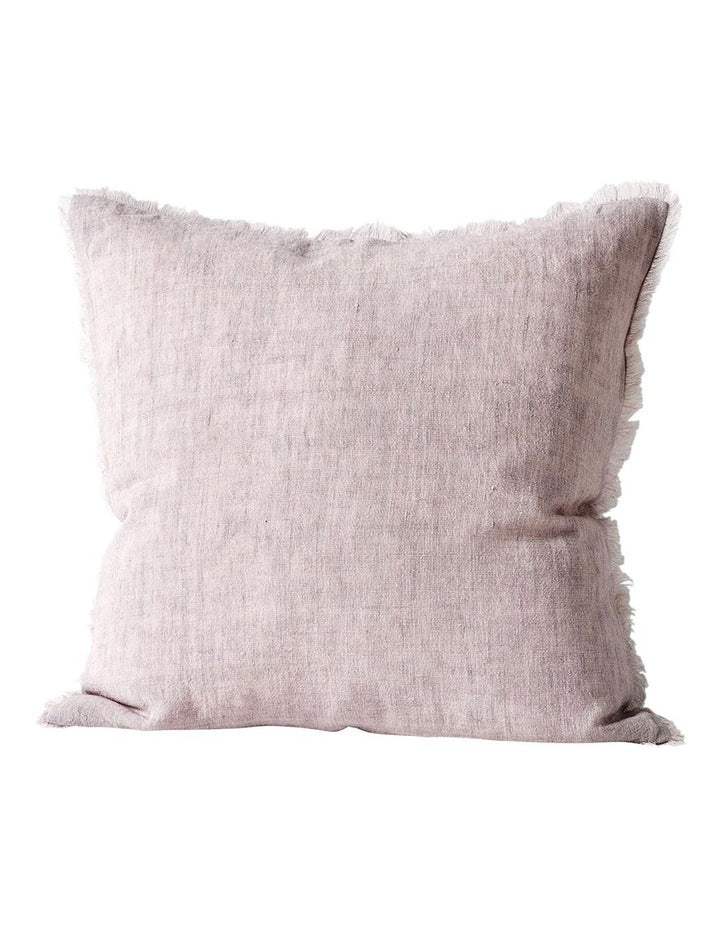 Vintage Linen Fringe Cushion in Dusk