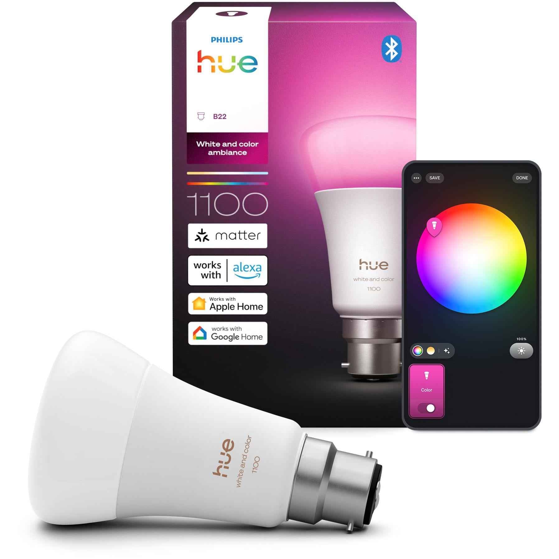 Philips Hue WCA 8.1W A60 B22 V2 Smart Bulb
