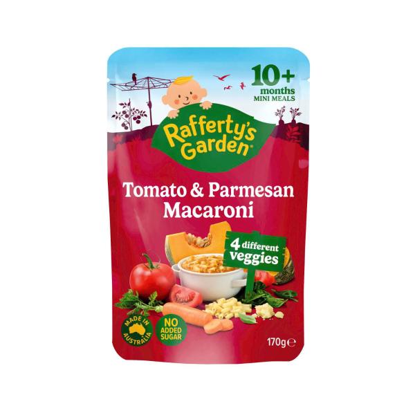 RAFFERTYS GARDEN TOMATO & PARMESAN MACARONI 10 MONTHS+ 170G