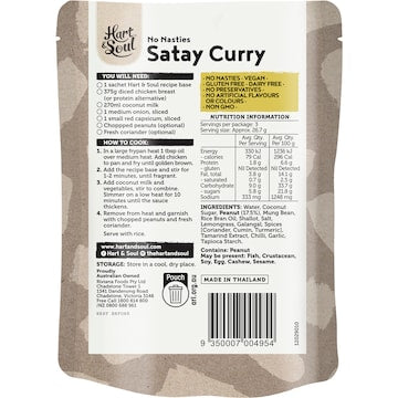 Hart & Soul All Natural Satay Curry Recipe Base 80g