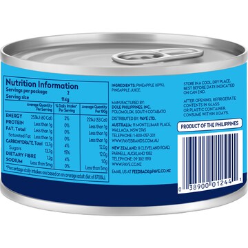 Dole Premium Tropical Pineapple Slices In Juice 227g