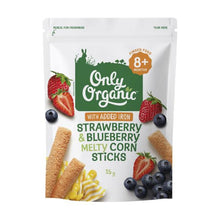 ONLY ORGANIC 8 MONTHS+ BLUEBERRY & STRAWBERRY CORN STICKS 15G