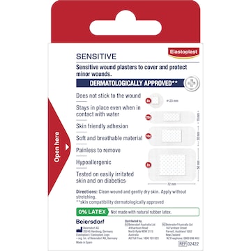 Elastoplast Sensitive Assorted White Plasters For Wound Protection 40 pack