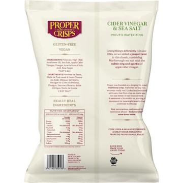 Proper Crisps Cider Vinegar & Sea Salt 140g