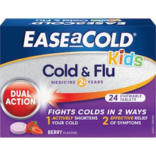 EASEaCOLD Kids Chewable Berry Cold & Flu Tablets 2-12Yrs 24 pack