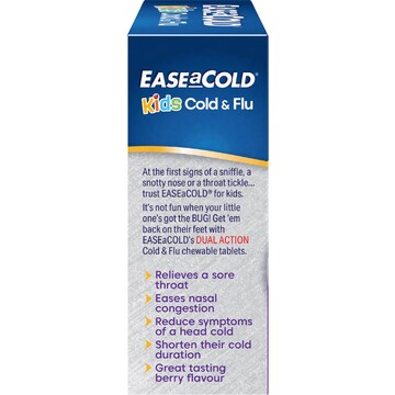 EASEaCOLD Kids Chewable Berry Cold & Flu Tablets 2-12Yrs 24 pack