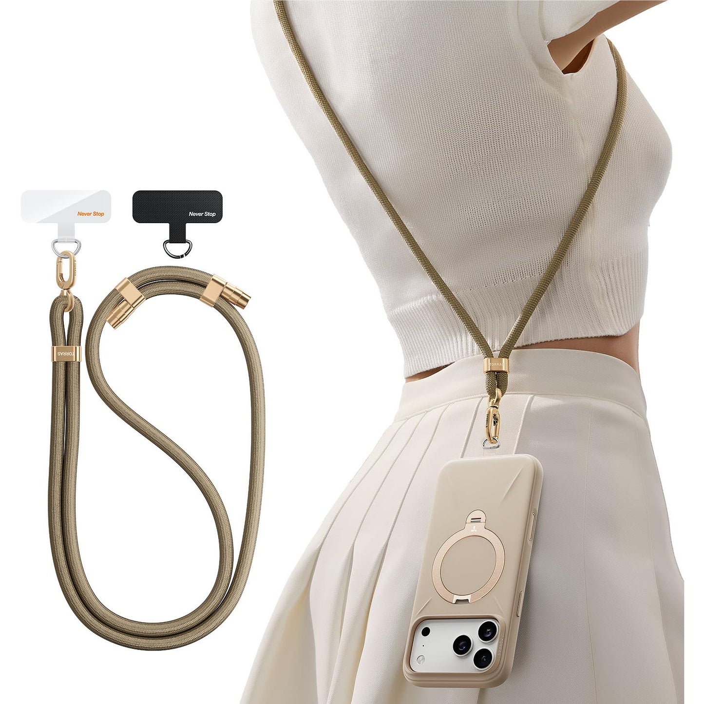 Torras LoopGo Flex  Crossbody Phone Strap (Khaki)