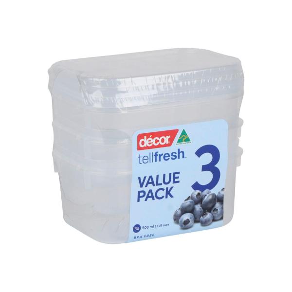 DECOR TELLFRESH CONTAINERS 500ML 3PACK
