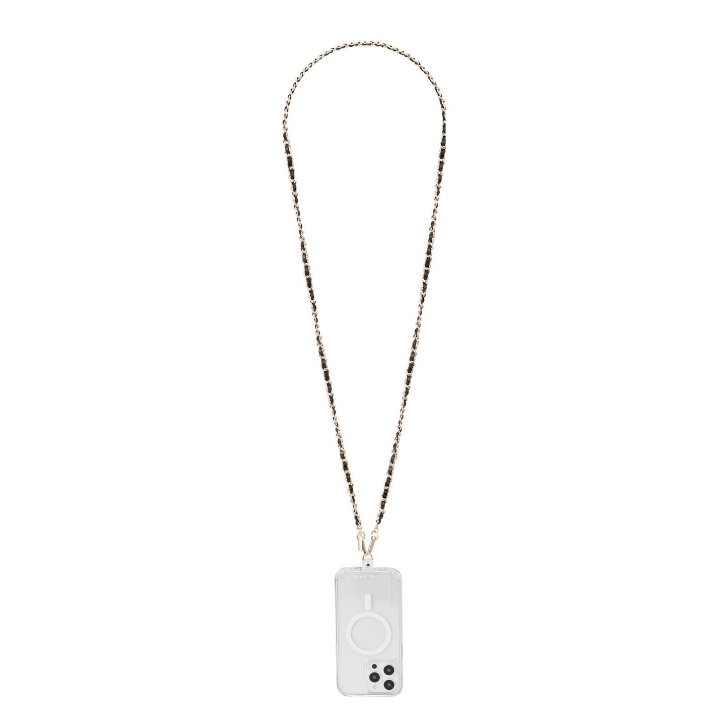Case-Mate Crossbody Phone Strap (Gold Chain/Black Leather)