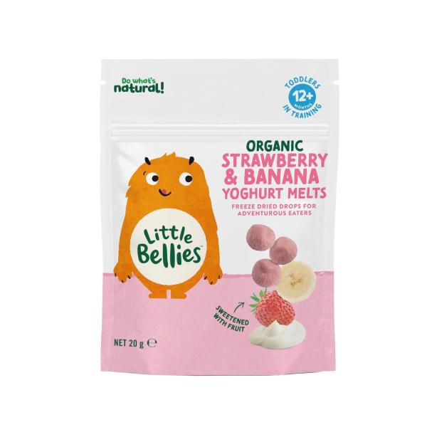 LITTLE BELLIES ORGANIC STRAWBERRY & BANANA YOGHURT MELTS 20G
