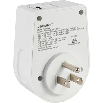 Jackson MOVE Rapid Charge PD20W USB-C/A Outbound Travel Adaptor